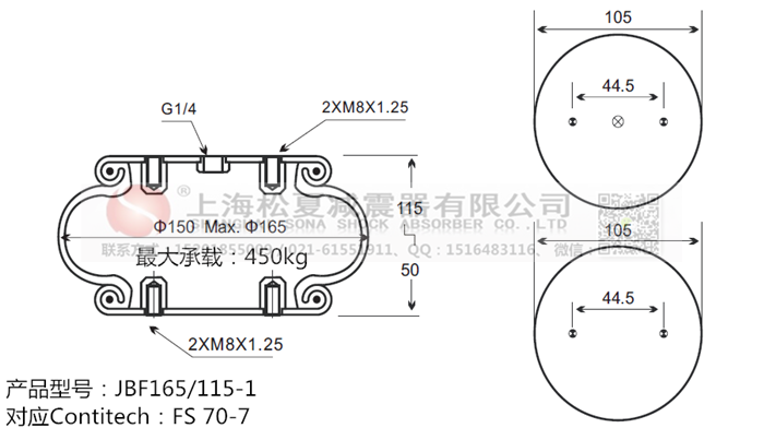 JBF165/115-1橡膠<a href='http://www.shuangyunholdings.com/' target='_blank'><u>空氣彈簧</u></a>
