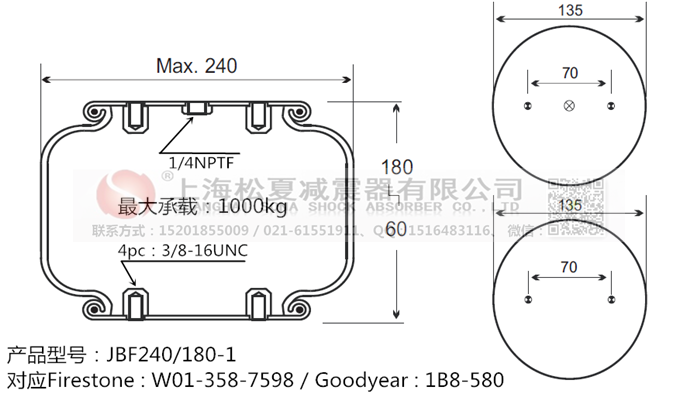 JBF240-180-1橡膠<a href='http://www.shuangyunholdings.com/' target='_blank'><u>空氣彈簧</u></a>