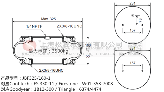JBF325/160-1橡膠<a href='http://www.shuangyunholdings.com/' target='_blank'><u>空氣彈簧</u></a>