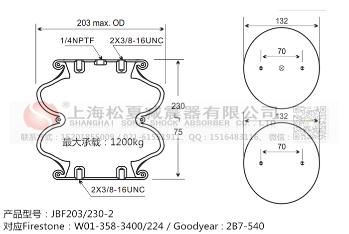 JBF203/230-2橡膠<a href='http://www.shuangyunholdings.com/' target='_blank'><u>空氣彈簧</u></a>