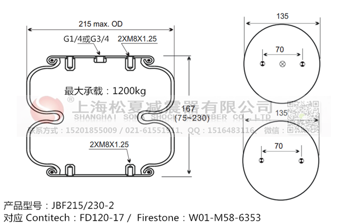 JBF215/230-2橡膠<a href='http://www.shuangyunholdings.com/' target='_blank'><u>空氣彈簧</u></a>