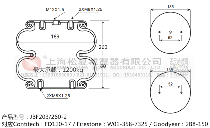 JBF203/260-2橡膠<a href='http://www.shuangyunholdings.com/' target='_blank'><u>空氣彈簧</u></a>