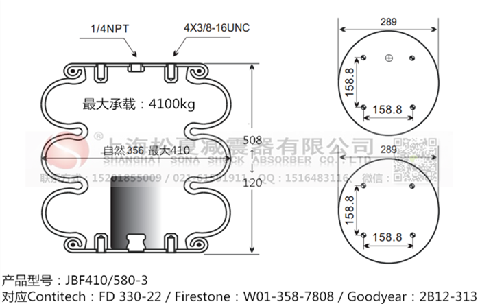 JBF410/580-3橡膠<a href='http://www.shuangyunholdings.com/' target='_blank'><u>空氣彈簧</u></a>